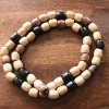 wb7 - long tan, dark brown & black necklace