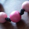 wb13 - bold pink beads on black leather - SOLD