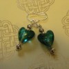 Glass heart dangly earrings - SOLD