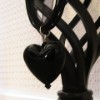 Black glass heart on multi-strand ribbon necklace cord - SOLD